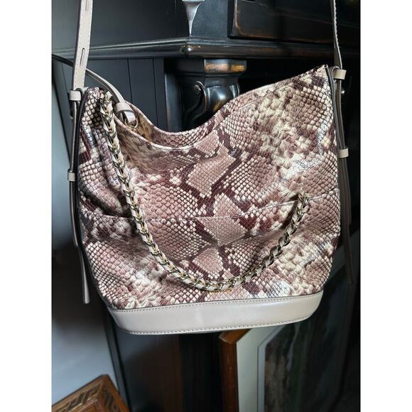 NWT MICHAEL KORS REESE Python bucket shoulder 
EMBOSSED LEATHER bag purse - Picture 6 of 11